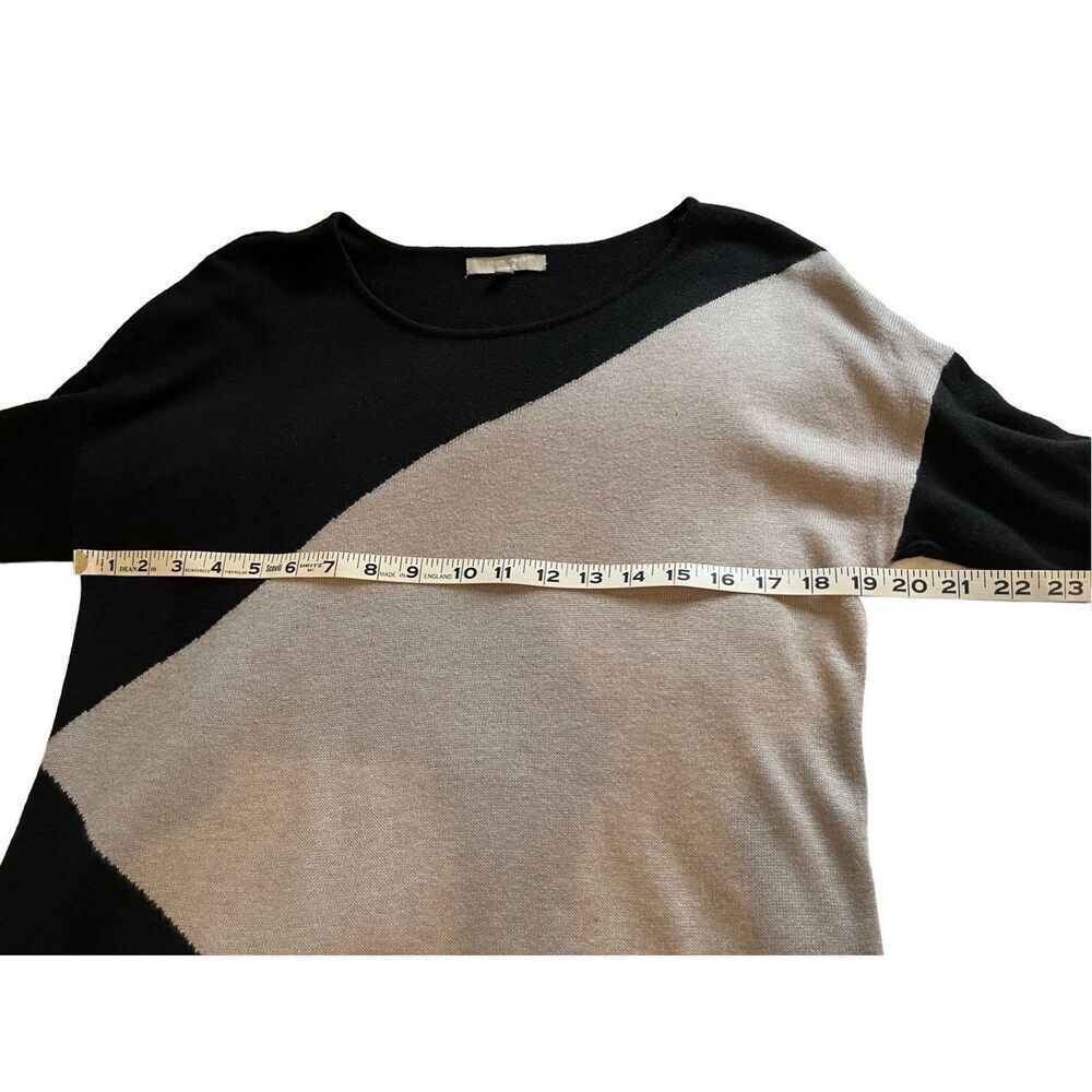 joan vass black and tan color block asymmetrical knit sweater - M - Picture 9 of 9